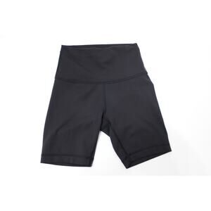 lululemon Womens Wunder Train High-Rise Short 6" Sz 2 Black Biker Shorts LW7BESS
